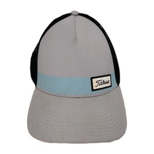Titleist Golf Snapback Hat Cap Gray Mesh Blue Striped